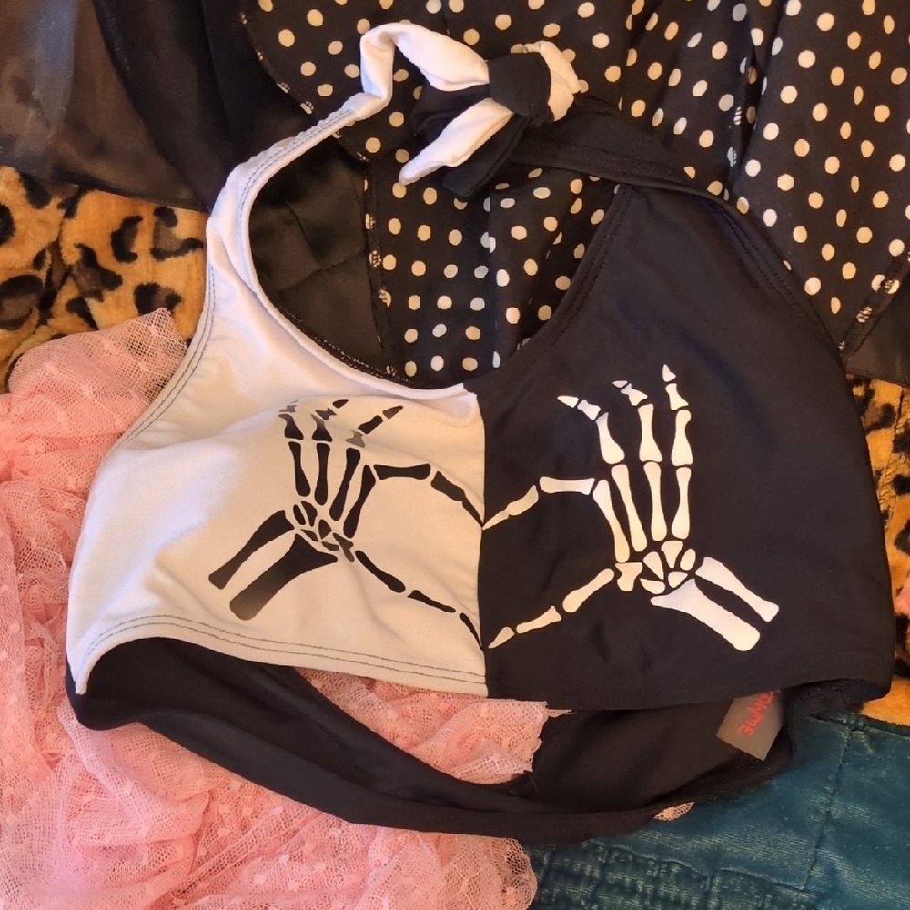Skeleton Heart Hand Swim Top
